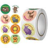 500pcs Cartoon Animal Sticker for Kids, English Teacher Reward Roll