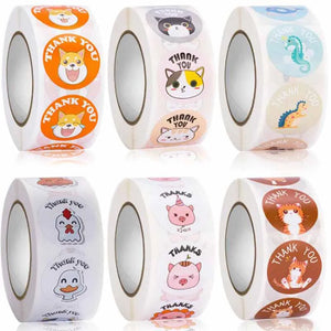 500pcs Cartoon Thank you cat Stickers Children Reward Label Encouragement