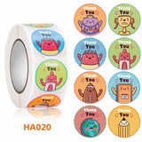 500pcs Cartoon Thank you cat Stickers Children Reward Label Encouragement