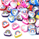 500pcs Rainbow Clouds Beads Polymer Clay Loose Spacer Beads for Jewelry Making