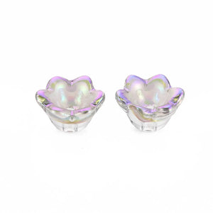 500pcs Violet Flower Glass Bead Caps, 11.5x10.5x8.5mm, Hole: 1mm