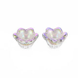 500pcs Violet Flower Glass Bead Caps, 11.5x10.5x8.5mm, Hole: 1mm