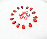 500pcs Hand Painted Wood Ladybug Craft Ornament 15mm Adhesive Beads
