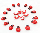 500pcs Hand Painted Wood Ladybug Craft Ornament 15mm Adhesive Beads
