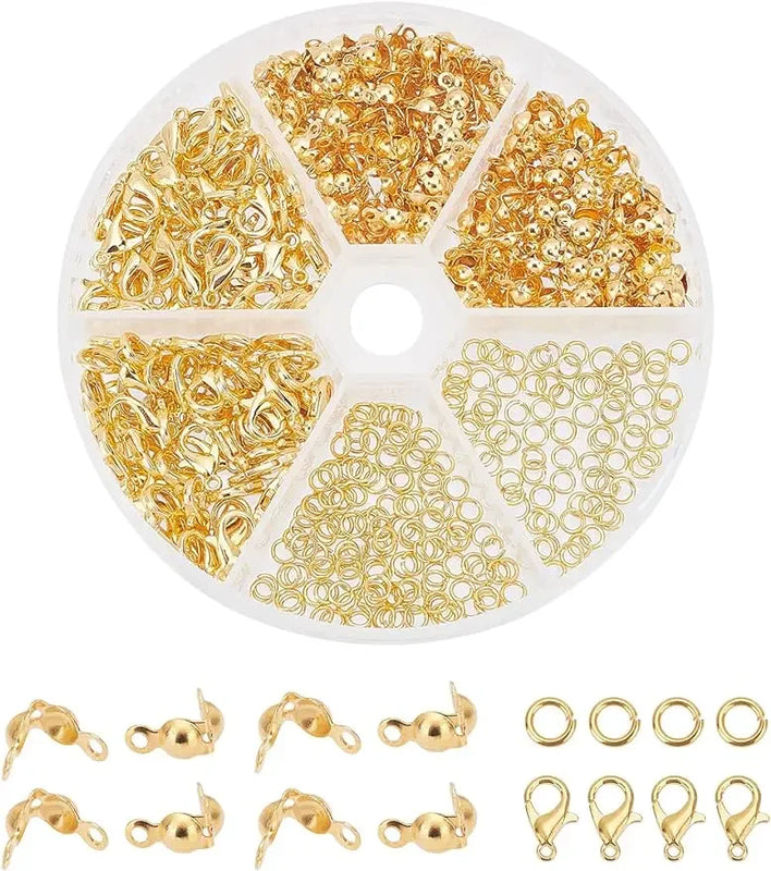 500pc Jewelry Making Accessory Set: Jump Rings, Clasps, Bead Tips