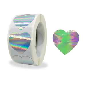 500pcs Laser Party Gift Decorative Roll Stickers - Heart Type Seal Labels