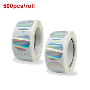 500pcs Laser Party Gift Decorative Roll Stickers - Heart Type Seal Labels