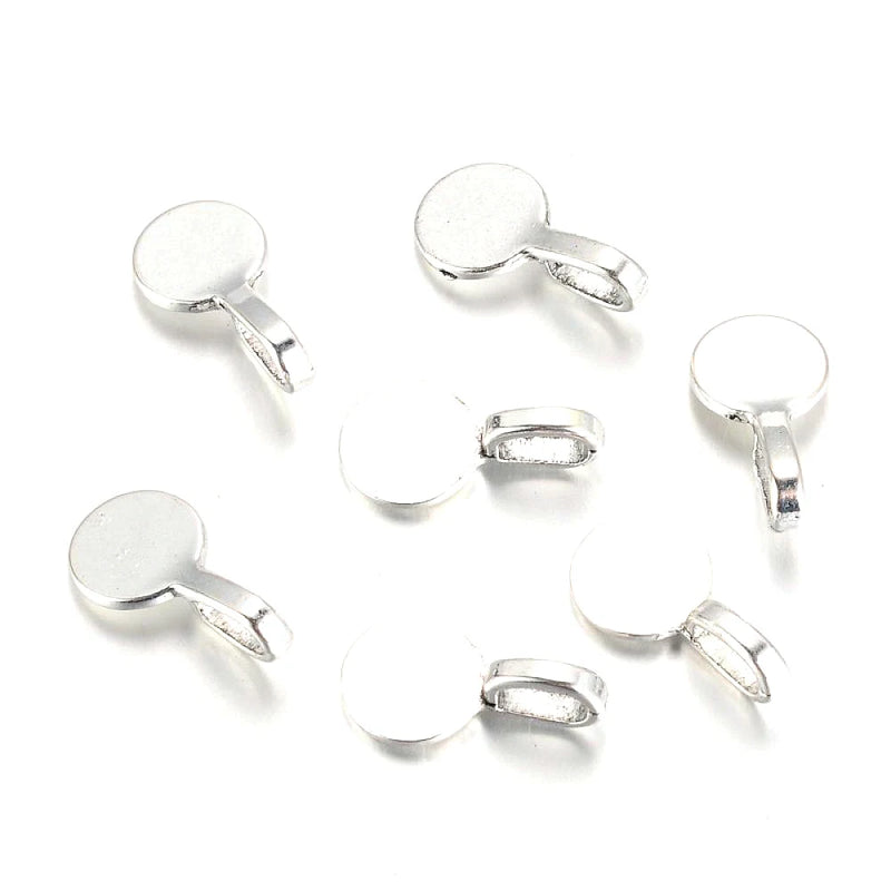 500pcs Tibetan Style Antique Silver Flat Pad Round Pendant Bails 18x10x5.5mm