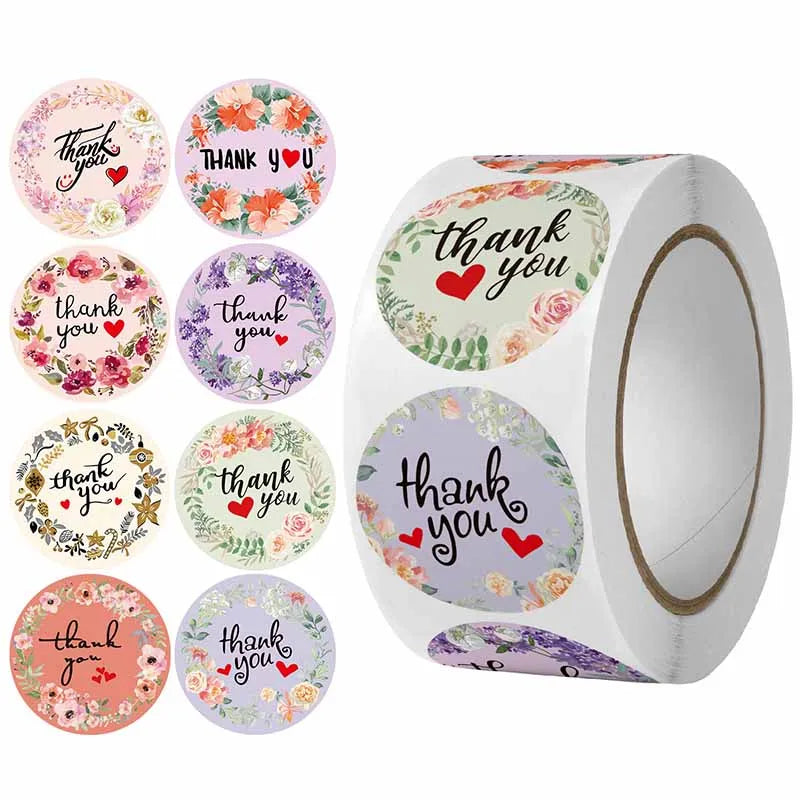 500 Flower Thank You Seal Labels Pink Wedding Favors Supplies Stickers