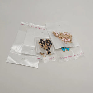 500pcs Self-adhesive Hang Hole Jewelry Bag Pearl Film Opp Plastic Pouch