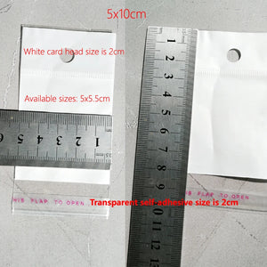 500pcs Self-adhesive Hang Hole Jewelry Bag Pearl Film Opp Plastic Pouch