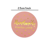 500pcs 1in Pink Foil Handmade with Love Lables for Wedding Party Gift Card