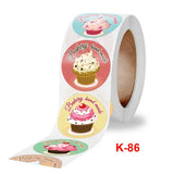 500pc Children's Happy Birthday Stickers 2.5cm Round Cake Card Labels
