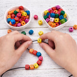 500pcs 10mm Wood Beads Colorful Alphabet Cube for DIY Jewelry Making