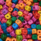 500pcs 10mm Wood Beads Colorful Alphabet Cube for DIY Jewelry Making