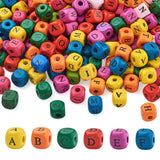 500pcs 10mm Wood Beads Colorful Alphabet Cube for DIY Jewelry Making