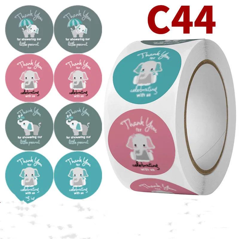 500pcs Donuts Shape Children Sticker Holiday Decoration Thank You Seal