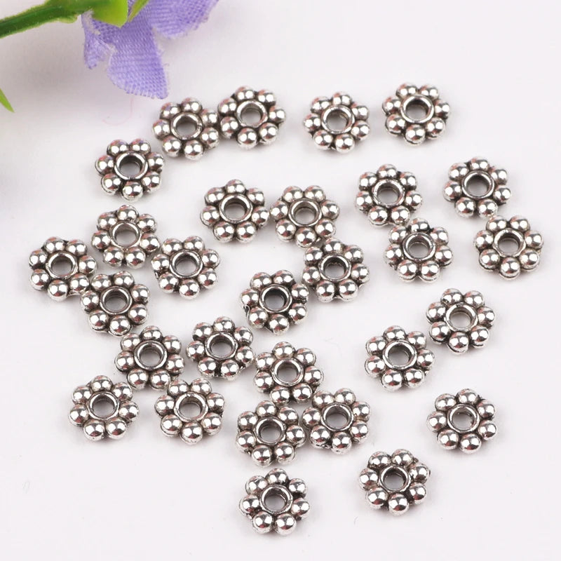 500pcs Tibetan Silver Daisy Flower Spacer Beads for Jewelry Making