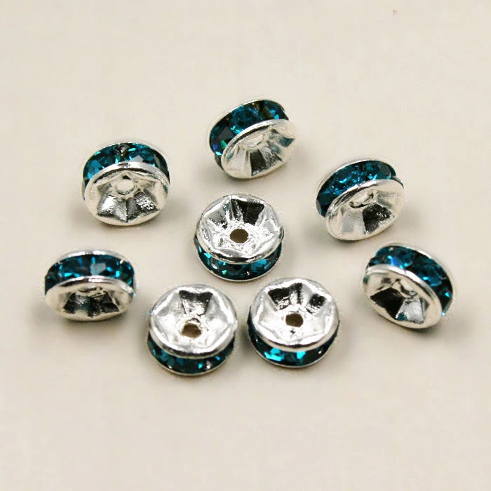 500pcs 6mm Rhinestone Spacer Beads Silver Plated