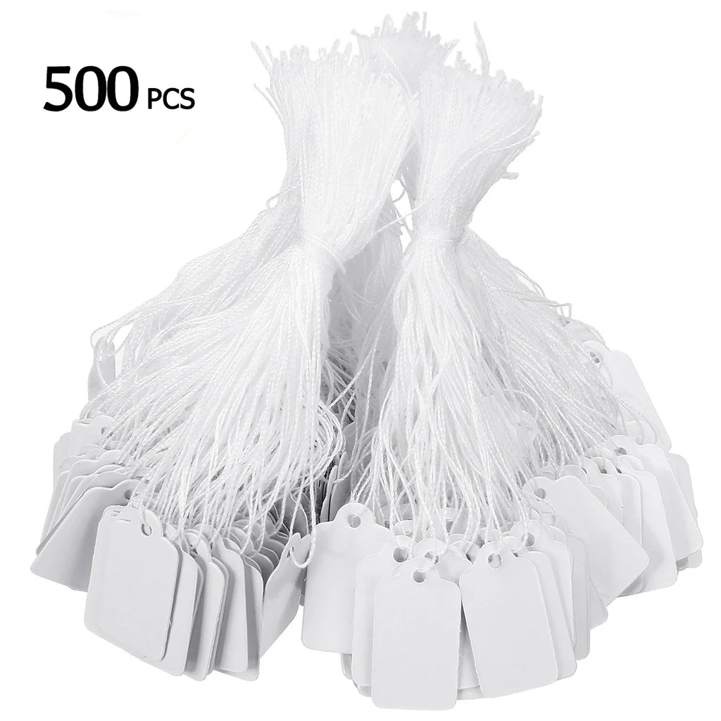 500pcs Jewelry Merchandise Tags String Display Label Paper Cards