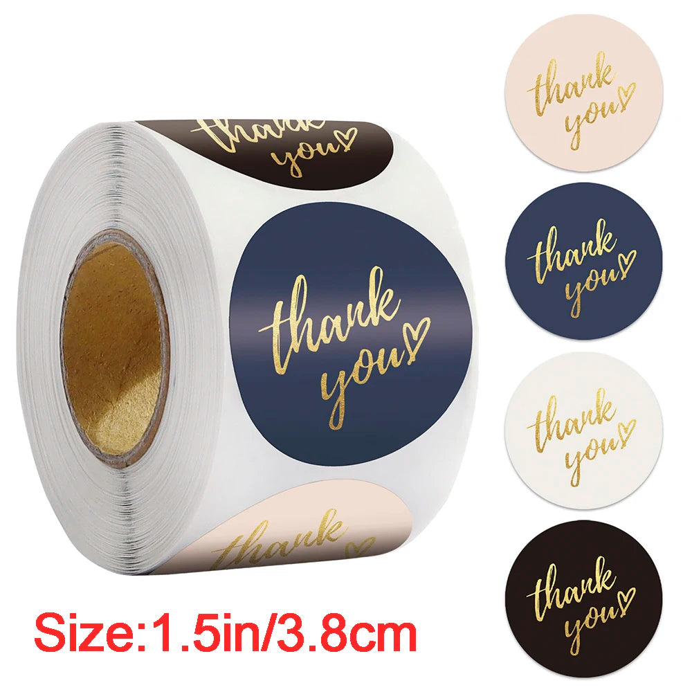 500pcs Thank You Round Stickers for Gift Box Decoration DIY
