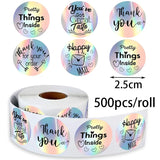 500pcs 1" Rainbow Laser Thank You Sticker Adhesive Labels for Small Business