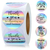 500pcs 1" Rainbow Laser Thank You Sticker Adhesive Labels for Small Business
