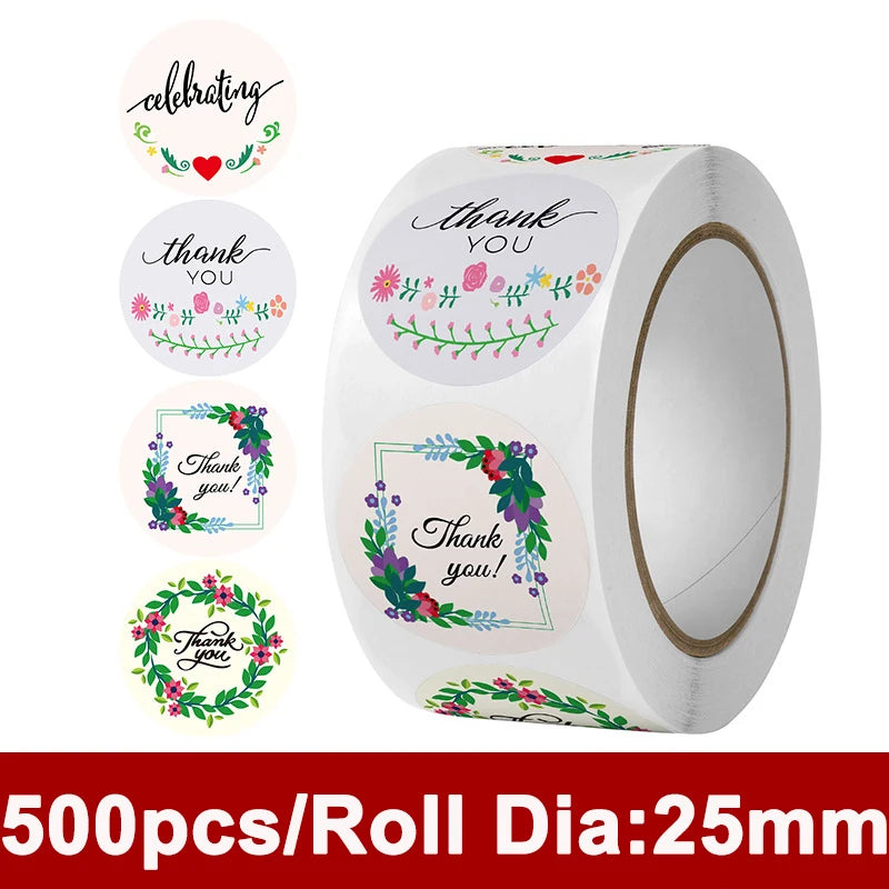 500pcs Thank You Sticker for Jewelry Packaging 25mm Round Label Tag
