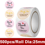 500pcs Thank You Sticker for Jewelry Packaging 25mm Round Label Tag