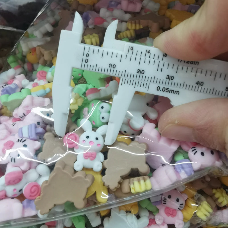 500pcs 10-20mm DIY Resin Cartoon Animal Rabbit Bear Flat Cabochon