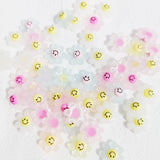 500pcs 12mm Sunflower Smile Face Half Beads Sticker DIY Jewelry Making