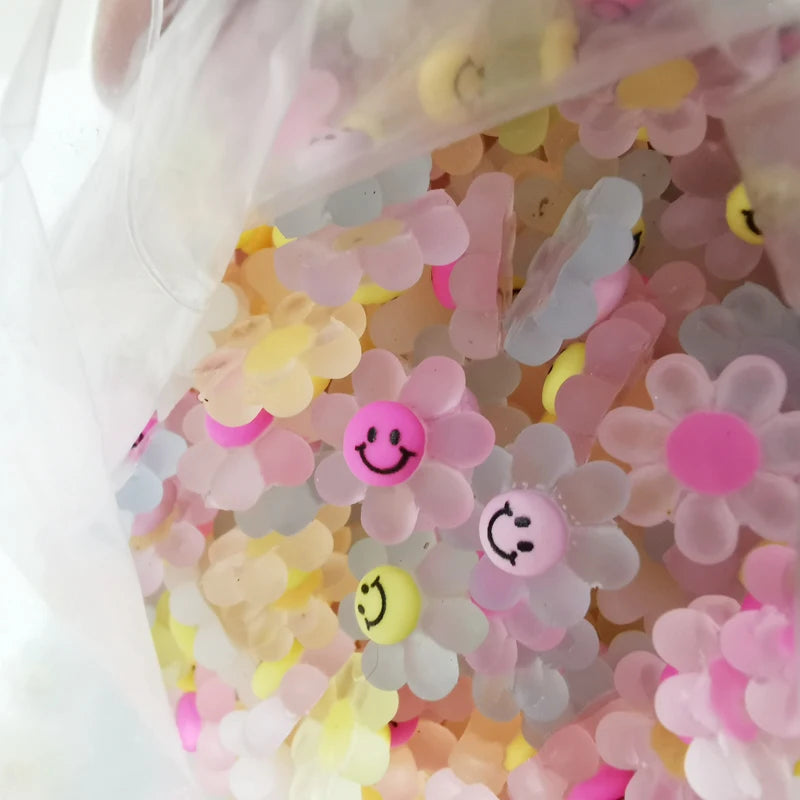 500pcs 12mm Sunflower Smile Face Half Beads Sticker DIY Jewelry Making