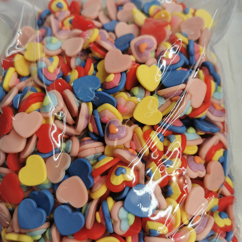 500pcs 15mm Candy Double Heart Flat Beads for DIY Jewelry Making