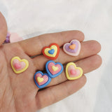 500pcs 15mm Candy Double Heart Flat Beads for DIY Jewelry Making