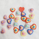 500pcs 15mm Candy Double Heart Flat Beads for DIY Jewelry Making