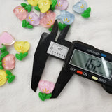 500 Resin Jelly Tulip Flowers Sticker Half Beads 16-20mm