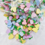 500 Resin Jelly Tulip Flowers Sticker Half Beads 16-20mm