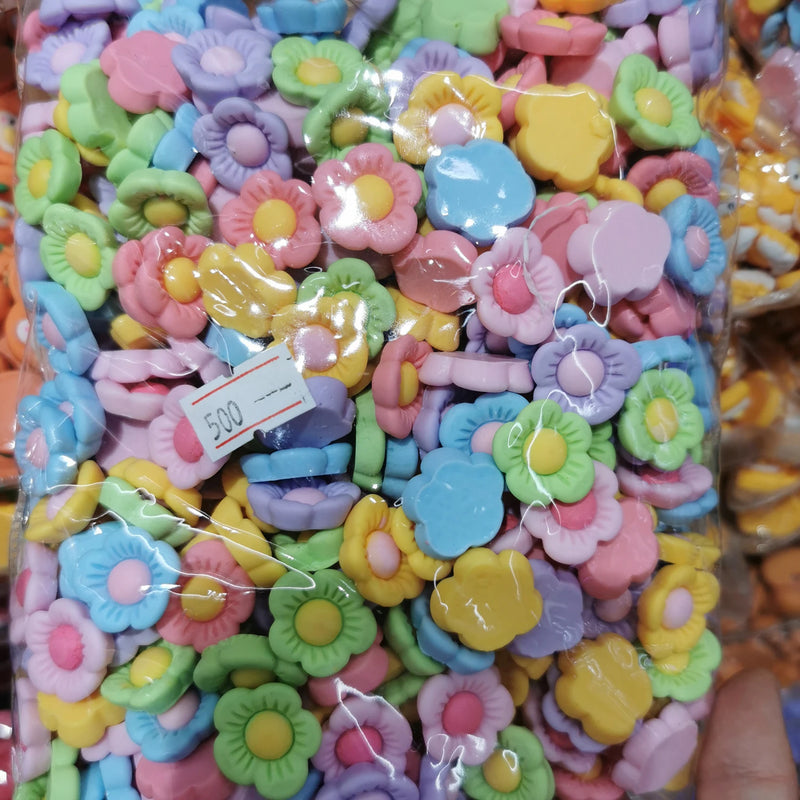 500pcs 17mm Resin Candy Flower Sticker Beads for DIY Hairpin Clip Jewelry Making