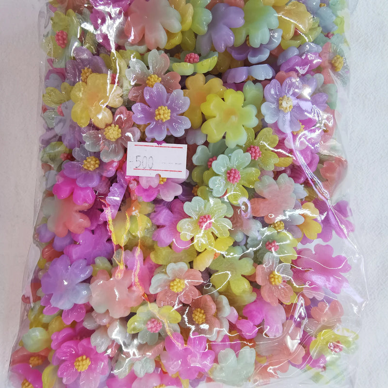 500pcs 22mm Resin Candy Flowers Sticker Beads for DIY Scrapbook Jewelry Making