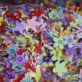 500PCS 25-32mm DIY PVC Soft Smiley Face Flowers Star Sticker for Scrapbooking