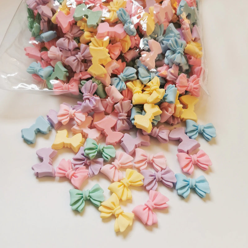 500pcs DIY Candy Resin 21mm Bowknot Ribbon Sticker Beads