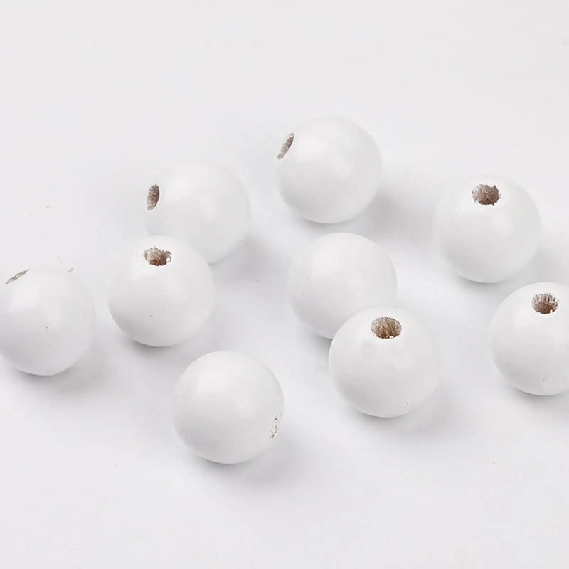 500x Rustic Round Wooden Beads 16mm Hole Bracelet DIY Ball Beads