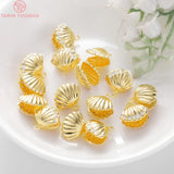 4PCS 13x12MM 24K Brass Zircon Shell Charms Pendants Jewelry Making DIY