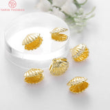 4PCS 13x12MM 24K Brass Zircon Shell Charms Pendants Jewelry Making DIY