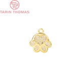 2PCS 12x13MM 24K Plated Brass Bear Paw Charms Pendants Jewelry