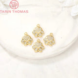 2PCS 12x13MM 24K Plated Brass Bear Paw Charms Pendants Jewelry