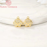 2PCS 12x13MM 24K Plated Brass Bear Paw Charms Pendants Jewelry