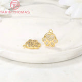 2PCS 12x13MM 24K Plated Brass Bear Paw Charms Pendants Jewelry