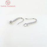 6PCS 20x4MM 24K Plated Brass Earrings Hooks with Zircon