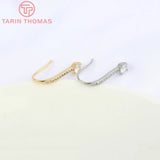 6PCS 20x4MM 24K Plated Brass Earrings Hooks with Zircon